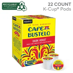 Café Bustelo Dark Roast K-Cup Pods, Carton Of 22 Pods