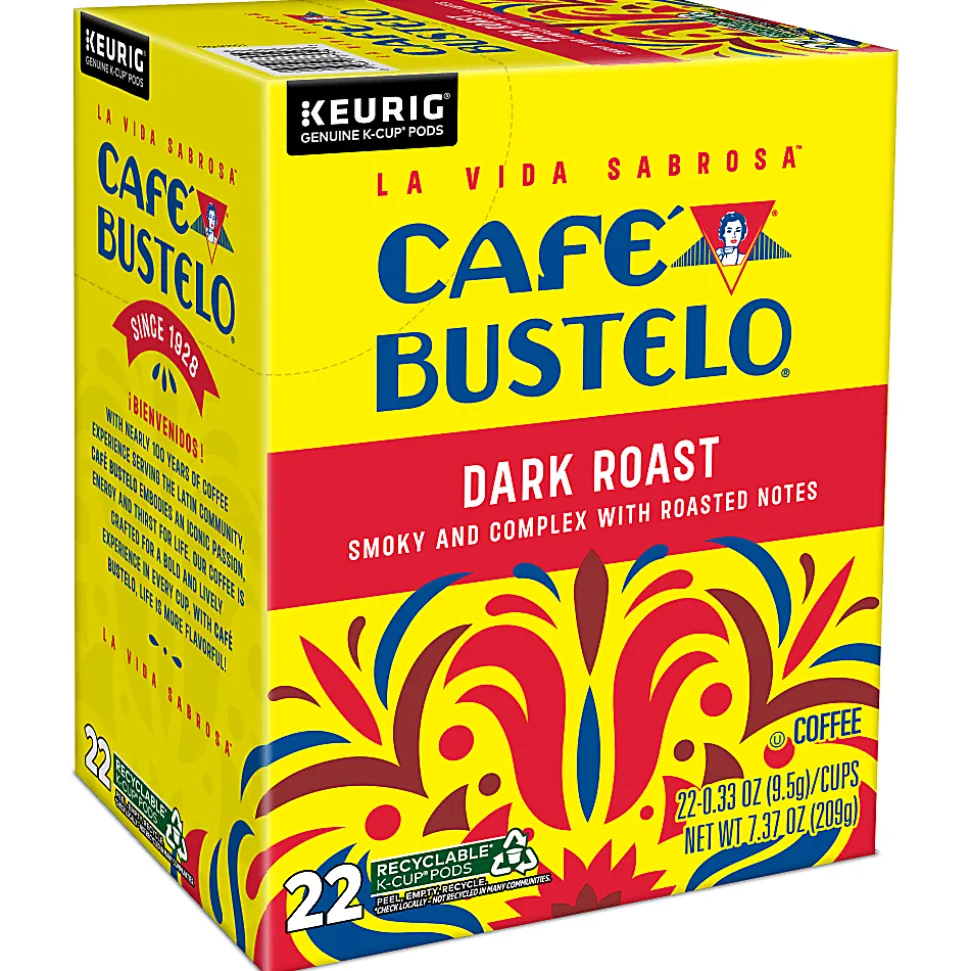 Café Bustelo Dark Roast K-Cup Pods, Carton Of 22 Pods