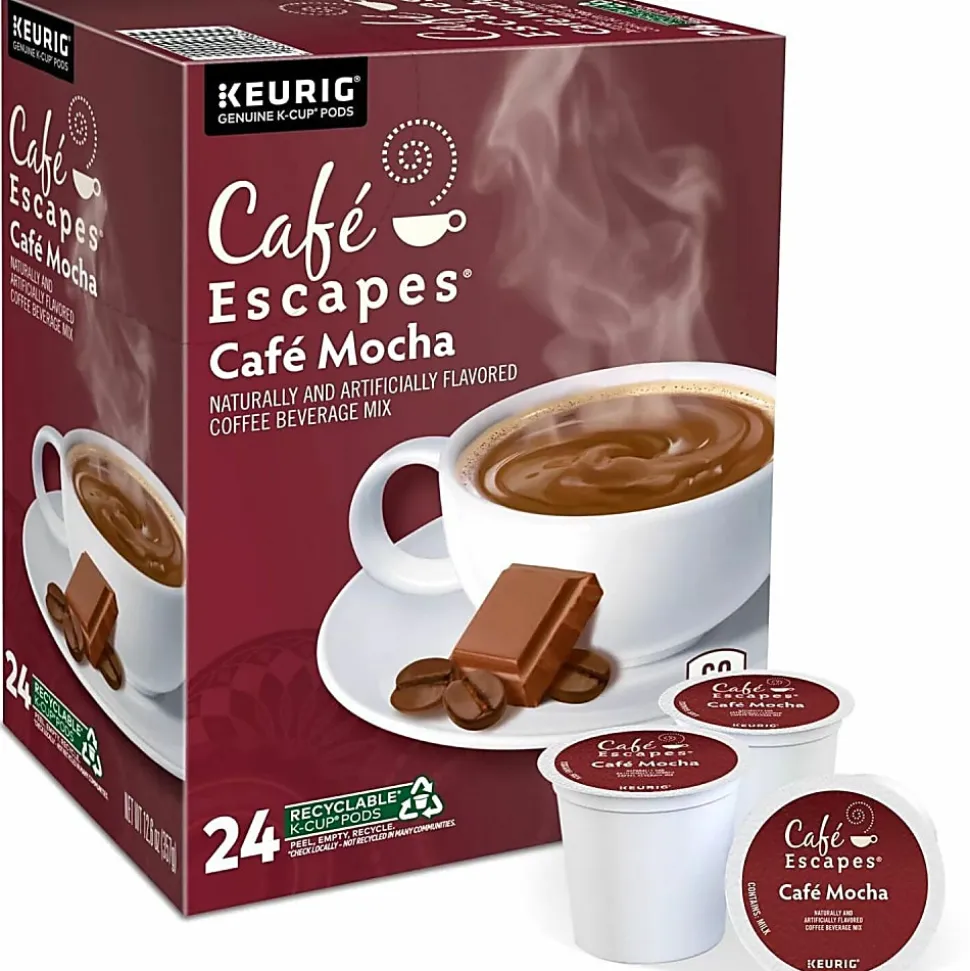 Cafe Escapes™ Single-Serve Coffee K-Cup® Pods, Cafe Mocha, Carton Of 24