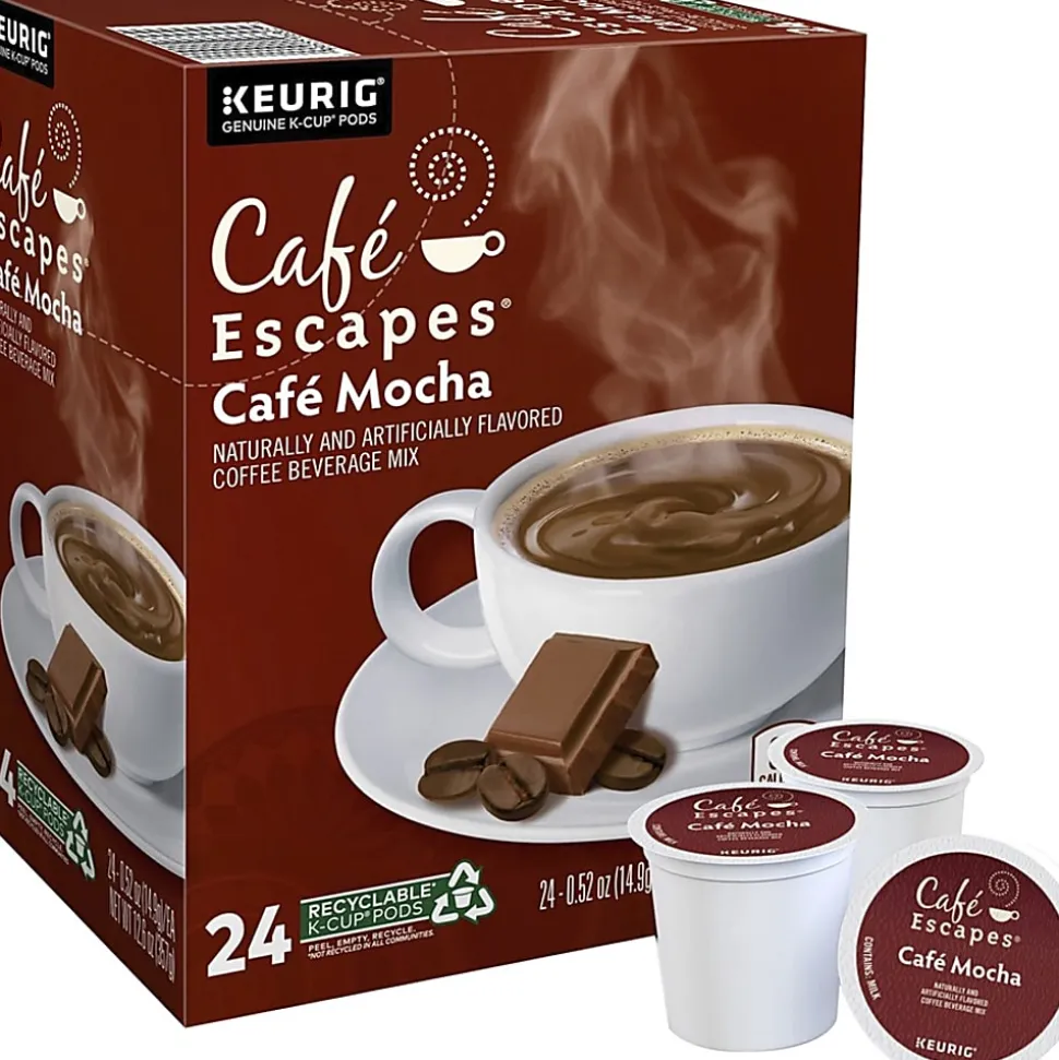 Cafe Escapes™ Single-Serve Coffee K-Cup® Pods, Cafe Mocha, Carton Of 24