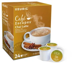 Cafe Escapes™ Single-Serve K-Cup® Pods, Chai Latte Coffee, Carton Of 24