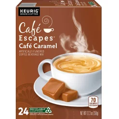 Café Escapes Café Caramel Keurig Single-Serve K-Cup Pods, 24 Pods Per Pack, Case Of 4 Packs