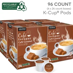 Café Escapes Café Caramel Keurig Single-Serve K-Cup Pods, 24 Pods Per Pack, Case Of 4 Packs