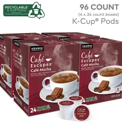 Café Escapes Café Mocha Keurig Single-Serve K-Cup Pods, 24 Pods Per Pack, Case Of 4 Packs