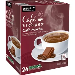 Café Escapes Café Mocha Keurig Single-Serve K-Cup Pods, 24 Pods Per Pack, Case Of 4 Packs