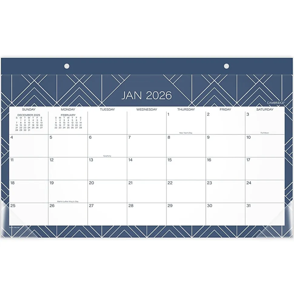 Cambridge® Apex 2026 Monthly Desk Pad Calendar, Compact, 17 3/4" x 11"