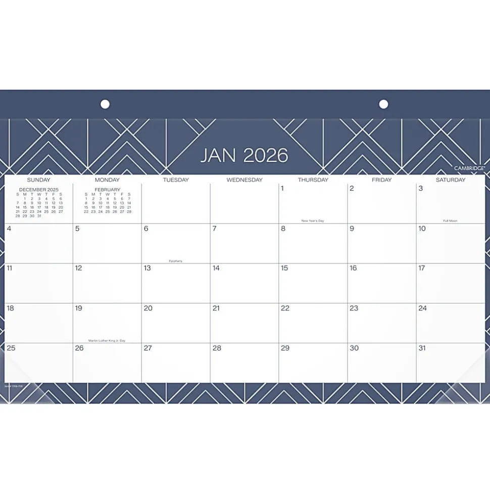 Cambridge® Apex 2026 Monthly Desk Pad Calendar, Compact, 17 3/4" x 11"
