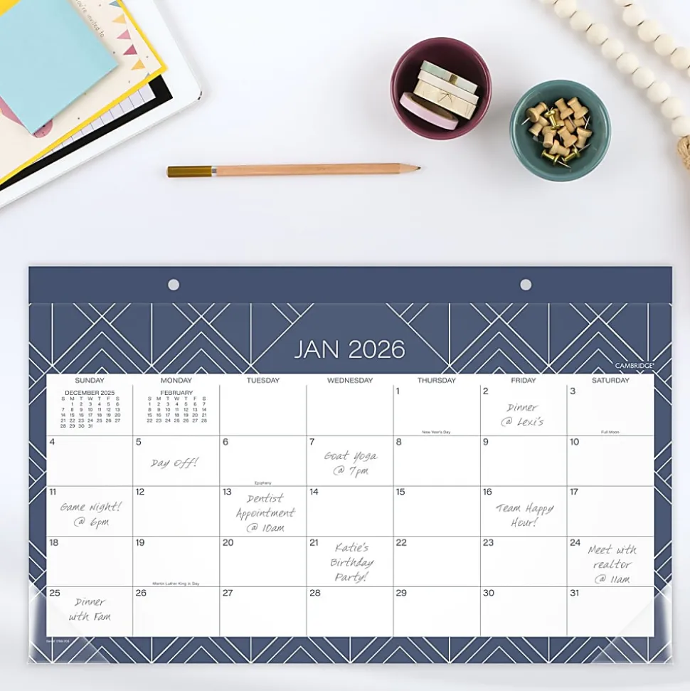 Cambridge® Apex 2026 Monthly Desk Pad Calendar, Compact, 17 3/4" x 11"
