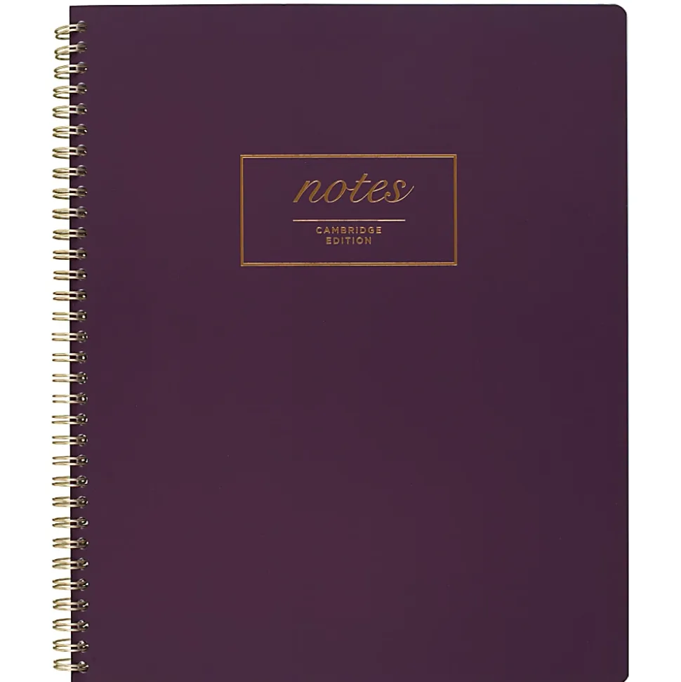 Cambridge® Fashion Twin-Wire Business Notebook, 9" x 11", College Ruled, 80 Sheets, 30% Recycled, Purple (49567)