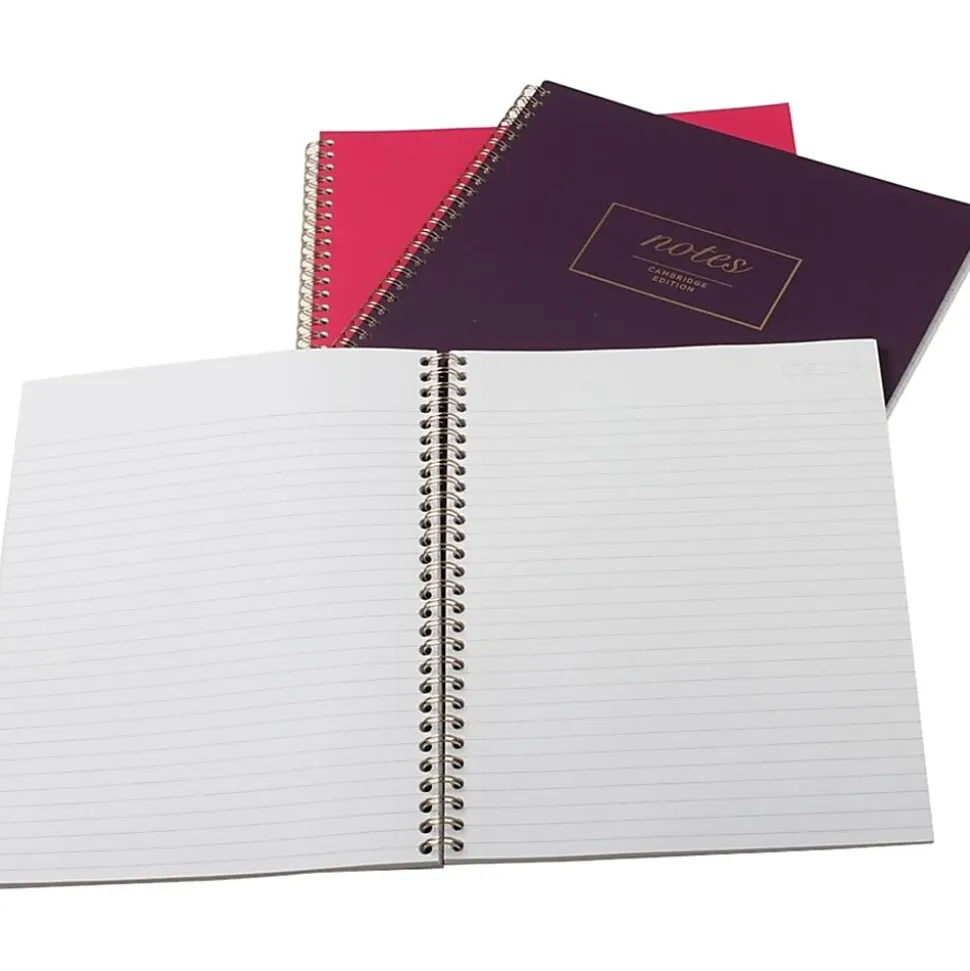 Cambridge® Fashion Twin-Wire Business Notebook, 9" x 11", College Ruled, 80 Sheets, 30% Recycled, Purple (49567)