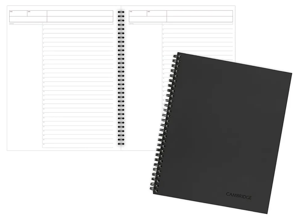 Cambridge® Limited® 30% Recycled Business Notebook, 8 1/4" x 11", 1 Subject, Wide Ruled, 80 Sheets, Black (06064)