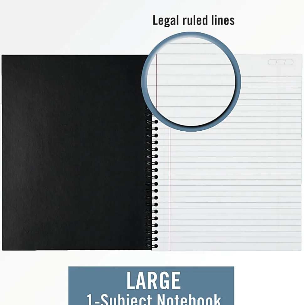 Cambridge® Limited® 30% Recycled Business Notebook, 8 1/2" x 11", 1 Subject, Legal Ruled, 80 Sheets, Black (06062)