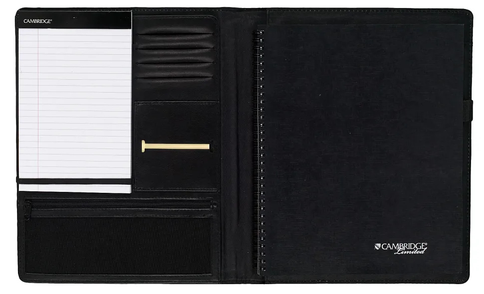 Cambridge® Notetaker Refillable Notebook, 8 1/2" x 11", College Ruled, 80 Sheets Total, Black