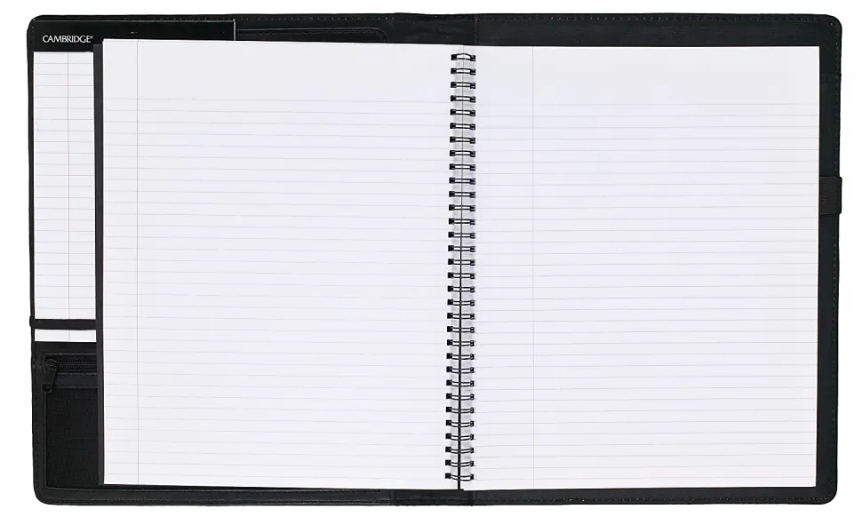 Cambridge® Notetaker Refillable Notebook, 8 1/2" x 11", College Ruled, 80 Sheets Total, Black