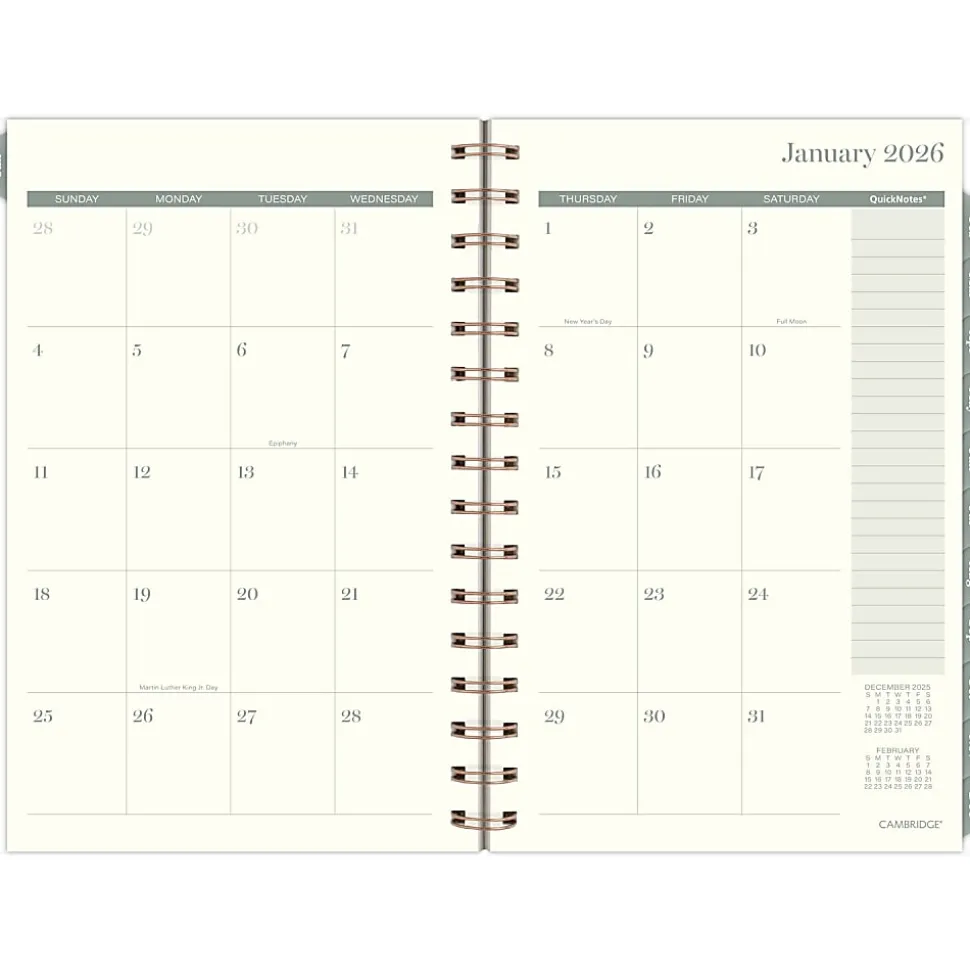 Cambridge® Serene 2026 Weekly Monthly Planner, Small, 5 1/2" x 8 1/2"