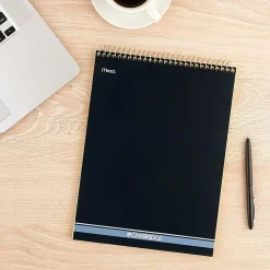 Cambridge® Stiff-Back Wire Bound Notebook, 8-1/2" x 11-3/4", Legal Ruled, 70 Sheets, Canary/Blue