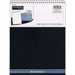 Cambridge® Stiff-Back Wire-Bound Notepad, Letter Size, College Rule, Navy