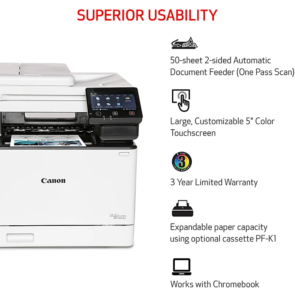 Canon® imageCLASS® MF753Cdw Wireless Laser All-In-One Color Printer