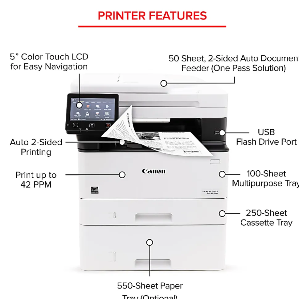 Canon imageCLASS MF465dw Wireless Mobile-Ready Duplex Laser All-In-One Monochrome Printer