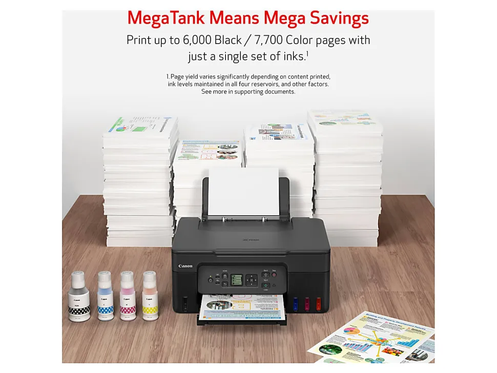 Canon® PIXMA™ G3270 MegaTank Wireless Inkjet All-In-One Color Printer, Black