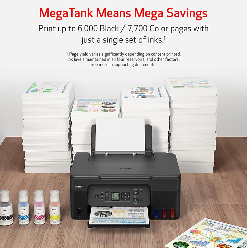 Canon® PIXMA™ G3270 MegaTank Wireless Inkjet All-In-One Color Printer, Black