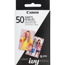 Canon ZINK Photo Paper - 2" x 3" - Glossy - 1 Each - 50 Sheets - Smudge-free, Water Resistant, Tear Resistant - White