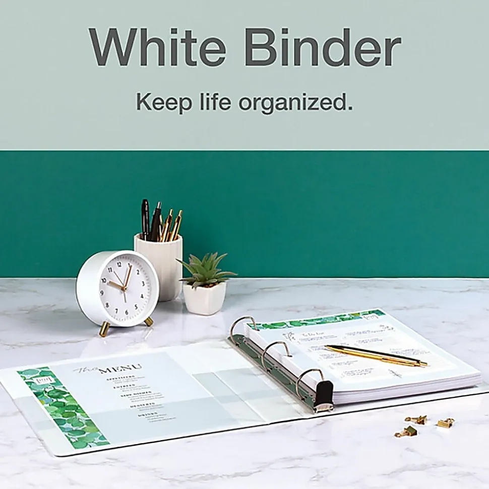 Cardinal® EasyOpen™ ClearVue™ Locking View 3-Ring Binder, 2" D-Rings, 52% Recycled, White