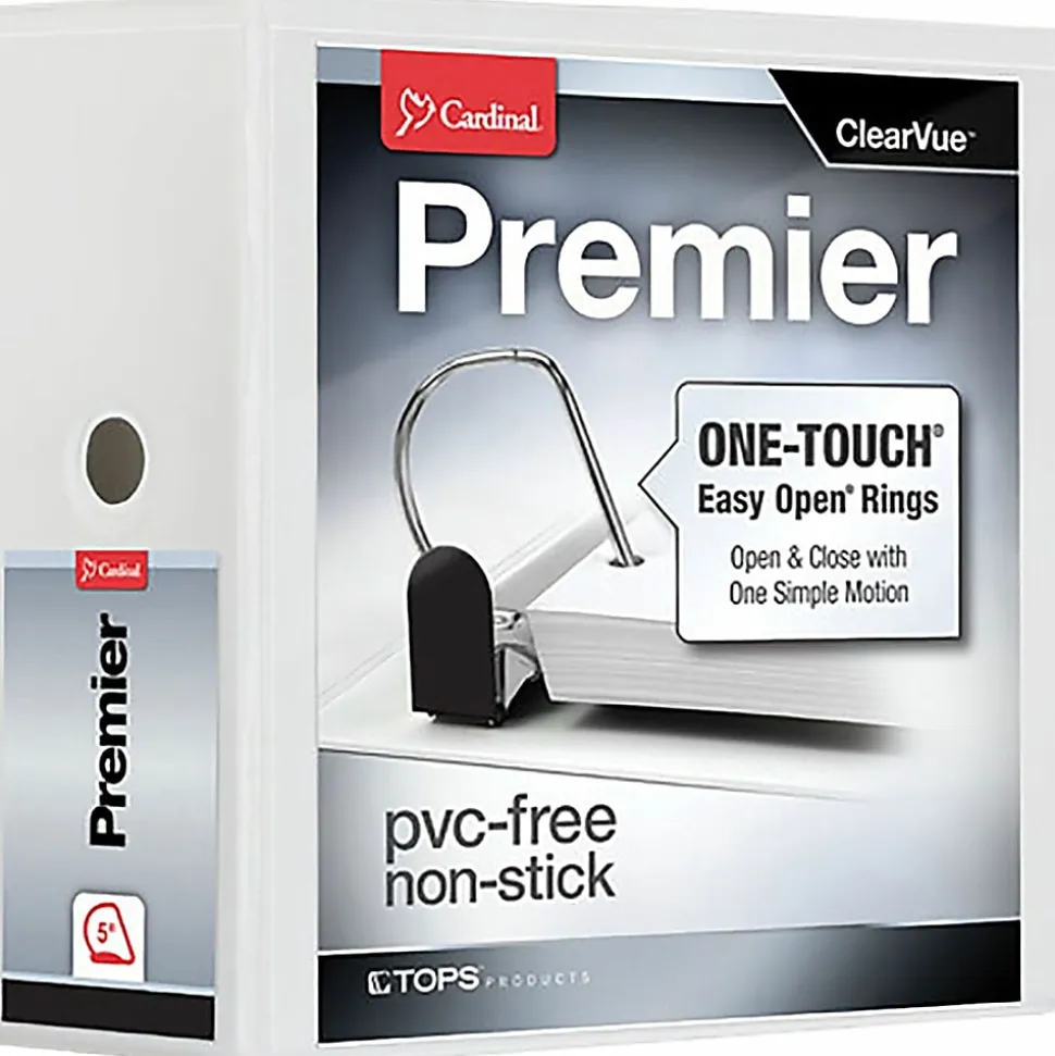 Cardinal® EasyOpen™ ClearVue™ Locking View 3-Ring Binder, 5" D-Rings, 52% Recycled, White