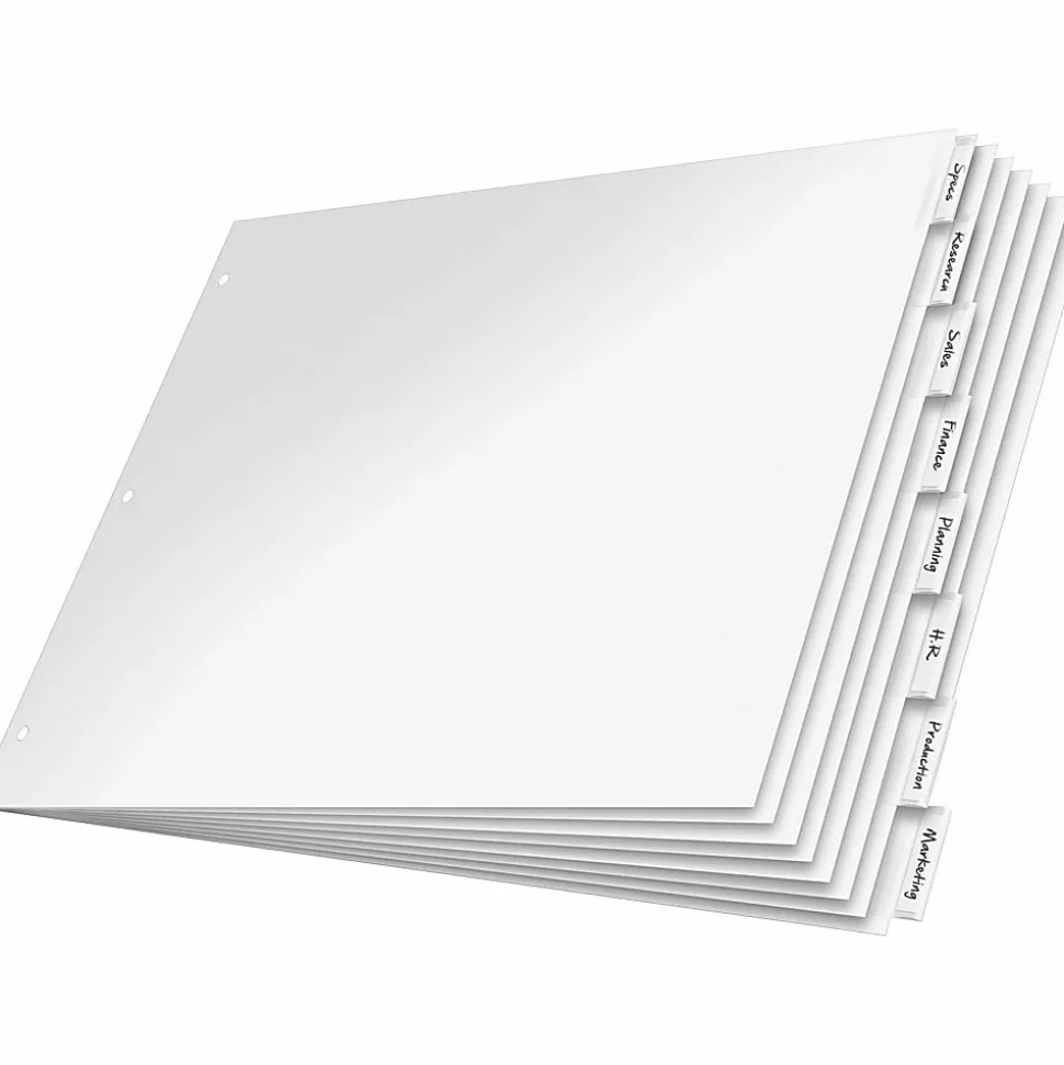Cardinal® Tabloid Paper Index Dividers, 11" x 17", 8-Tab, Clear