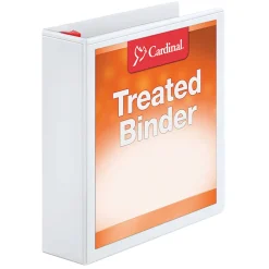 Cardinal Treated ClearVueâ„¢ Locking 3-Ring Binder, 2" D-Rings, 52% Recycled, White