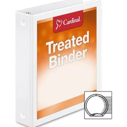 Cardinal Treated ClearVueâ„¢ Locking 3-Ring Binder, 1 1/2" Round Rings, 52% Recycled, White