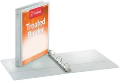 Cardinal Treated ClearVueâ„¢ Locking 3-Ring Binder, 1" Round Rings, 52% Recycled, White