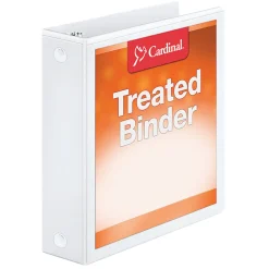 Cardinal Treated ClearVueâ„¢ Locking 3-Ring Binder, 2" Round Rings, 52% Recycled, White