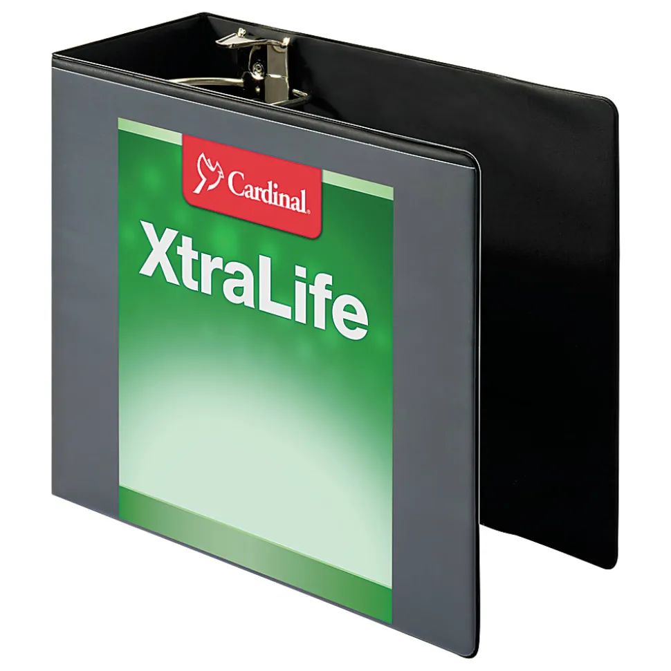 Cardinal® XtraLife™ ClearVue™ Nonstick Locking Slant 3-Ring Binder, 6" D-Rings, Black