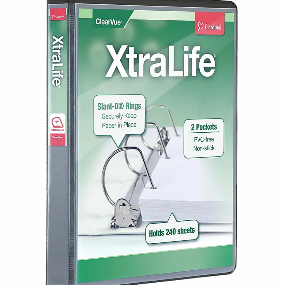Cardinal® XtraLife™ Locking Slant-D® Ring 3-Ring Binder, 1" D-Rings, Black