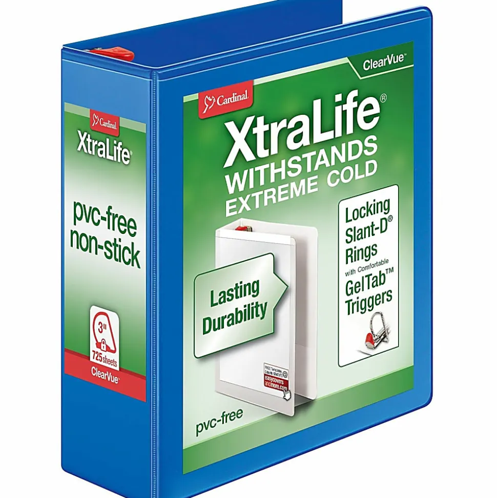 Cardinal® XtraLife™ Locking Slant-D® Ring 3-Ring Binder, 3" D-Rings, Blue