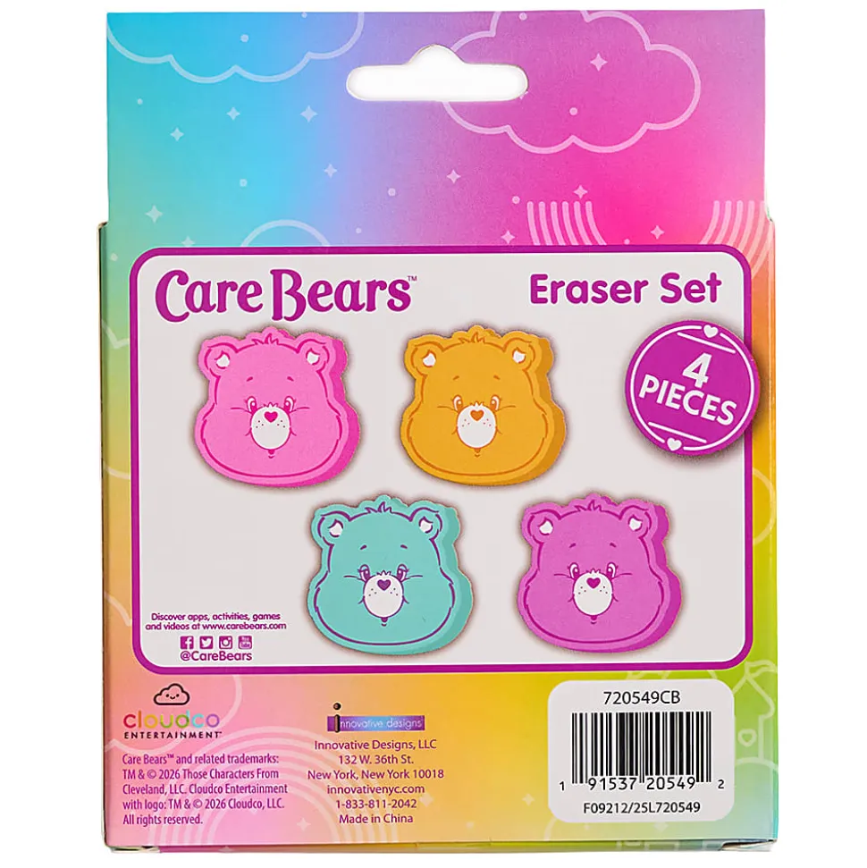 Care Bears Licensed Eraser Set, 1-1/4" x 1-1/4", Set of 4 Erasers