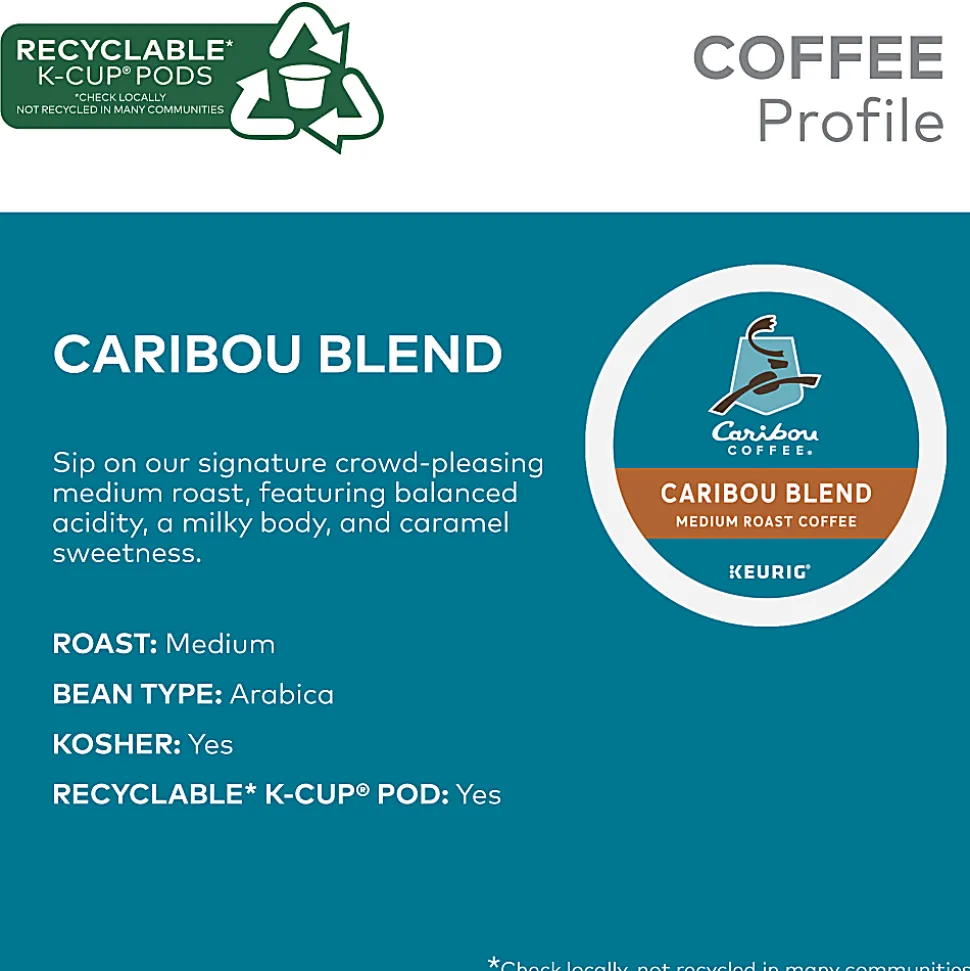 Caribou Coffee Caribou Blend Keurig® Single-Serve K-Cup® Pods, Medium Roast, Case of 44 K-Cup® Pods