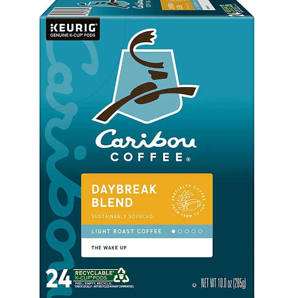Caribou Coffee Daybreak Blend Keurig Single-Serve K-Cup Pods, Light Roast, 24 Pods Per Pack, Case Of 4 Packs