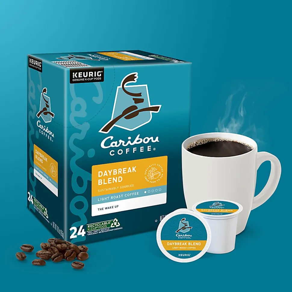 Caribou Coffee Daybreak Blend Keurig Single-Serve K-Cup Pods, Light Roast, 24 Pods Per Pack, Case Of 4 Packs
