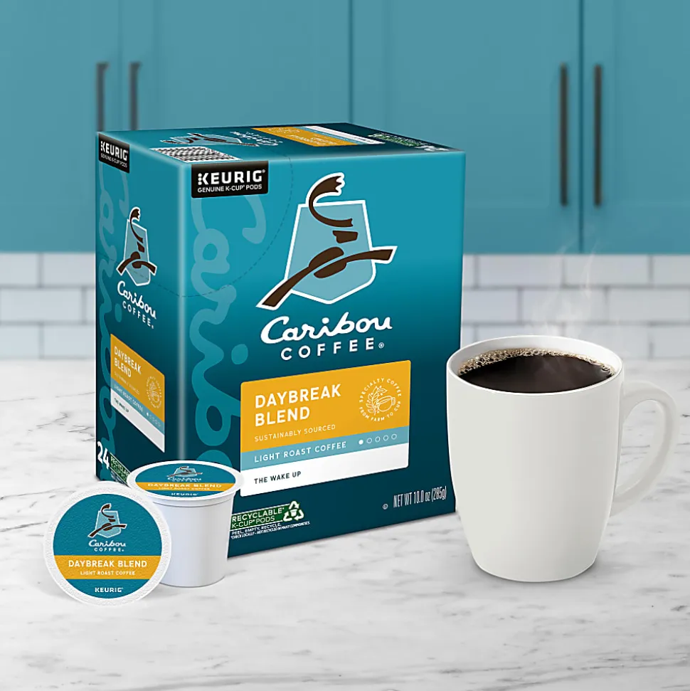 Caribou Coffee Daybreak Blend Keurig Single-Serve K-Cup Pods, Light Roast, 24 Pods Per Pack, Case Of 4 Packs