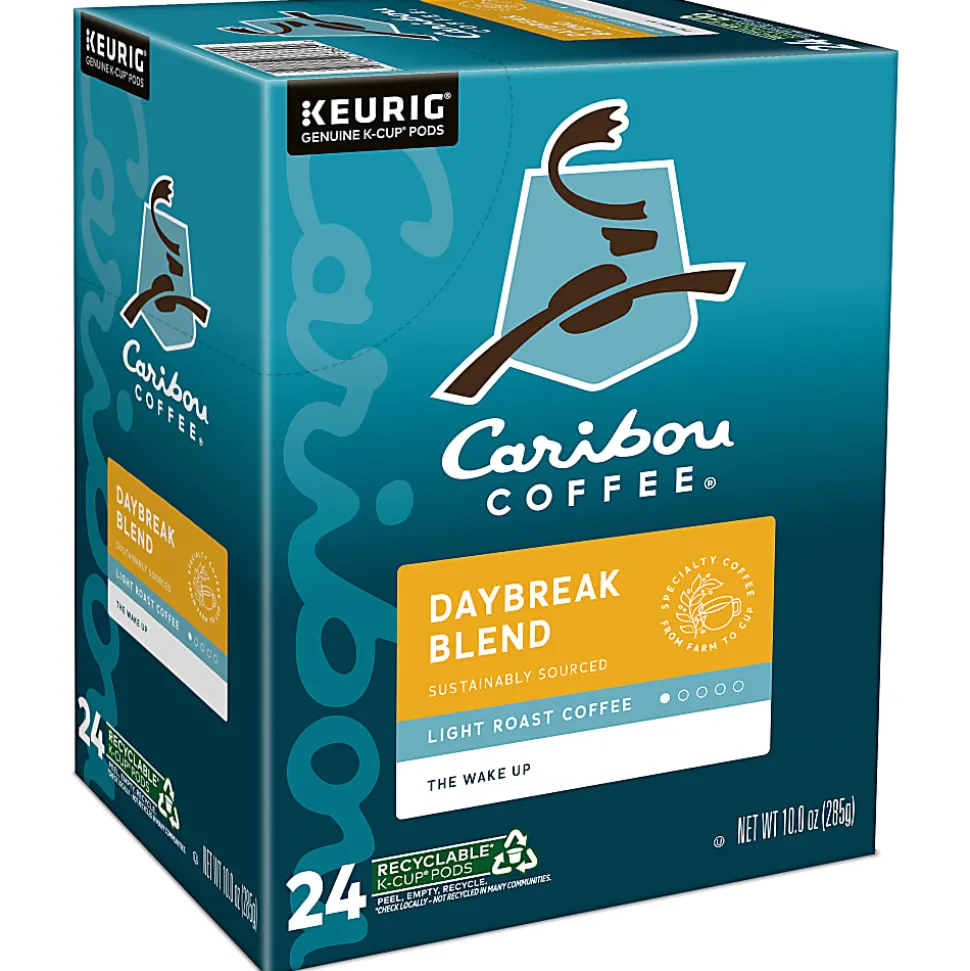 Caribou Coffee Daybreak Blend Keurig Single-Serve K-Cup Pods, Light Roast, 24 Pods Per Pack, Case Of 4 Packs