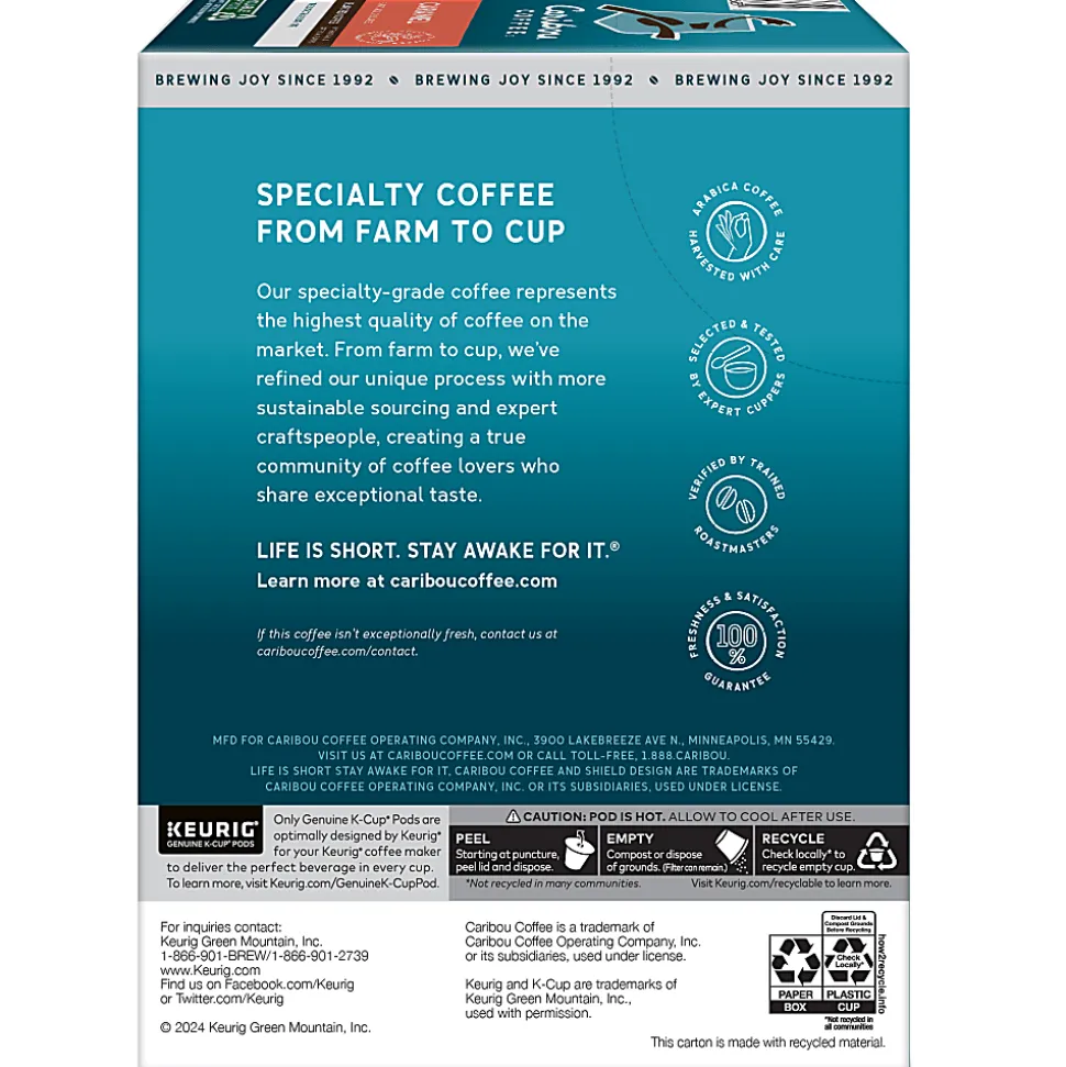 Caribou Coffee® Single-Serve Coffee K-Cup®, Caramel Hideaway, Carton Of 24