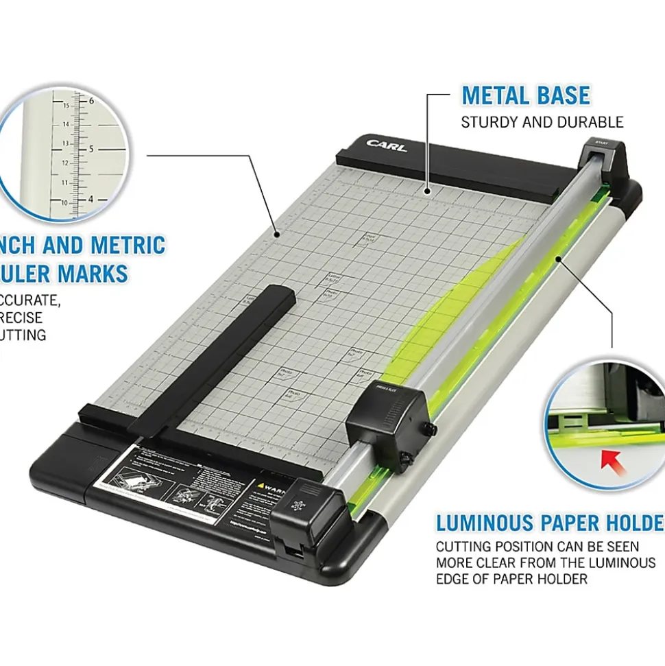 CARL Heavy-Duty Paper Trimmer, 18", Gray
