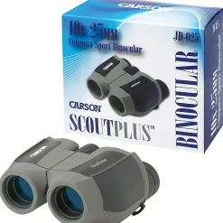 CARSON ScoutPlus 10x 25mm Compact Porro Prism Binoculars, Gray, 1