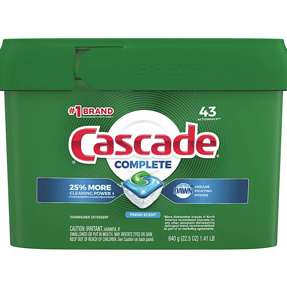 Cascade® Complete ActionPacs™ Dishwasher Detergent Pods, Fresh Scent, Box Of 43