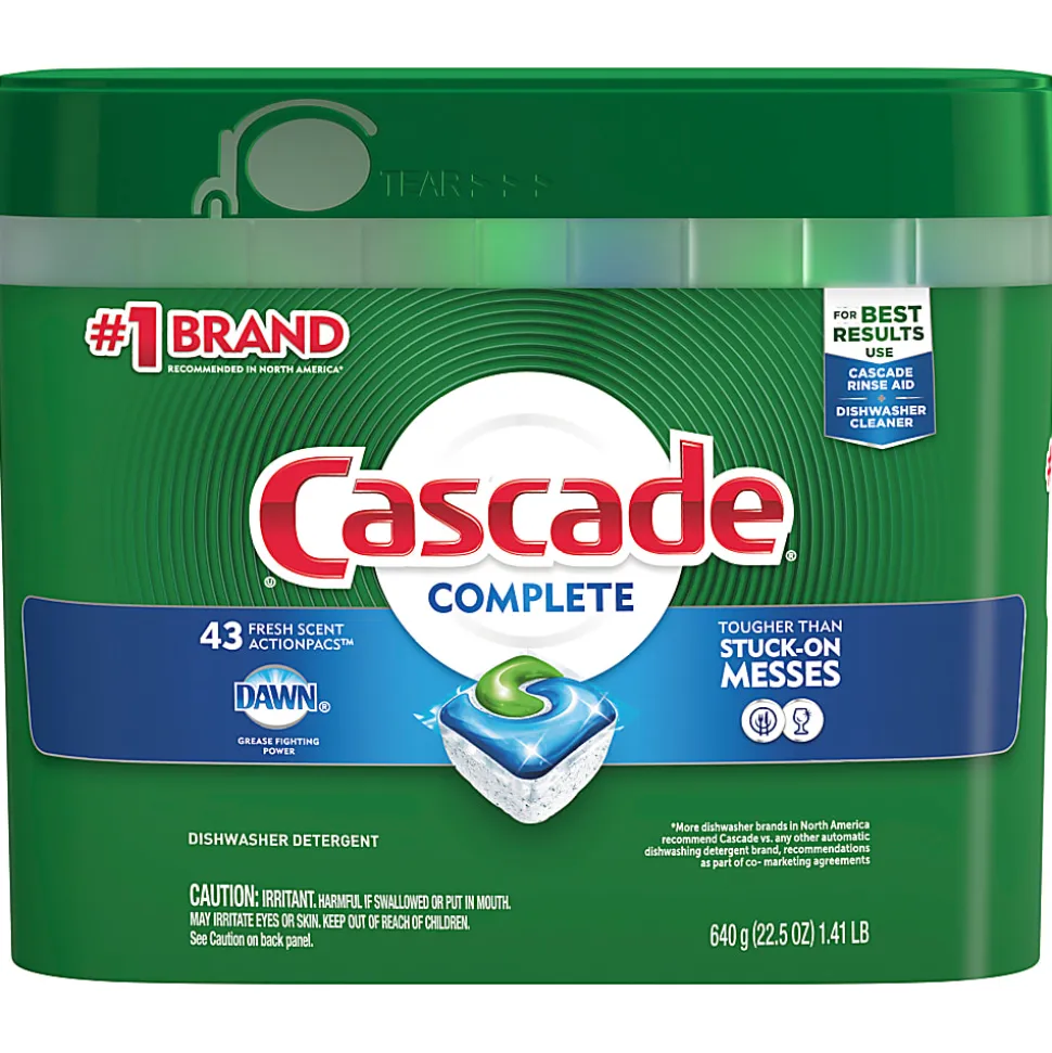 Cascade® Complete ActionPacs™ Dishwasher Detergent Pods, Fresh Scent, Box Of 43