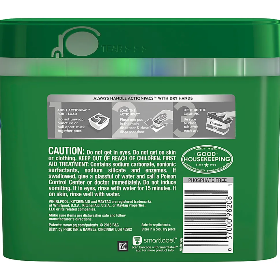 Cascade® Complete ActionPacs™ Dishwasher Detergent Pods, Fresh Scent, Box Of 43