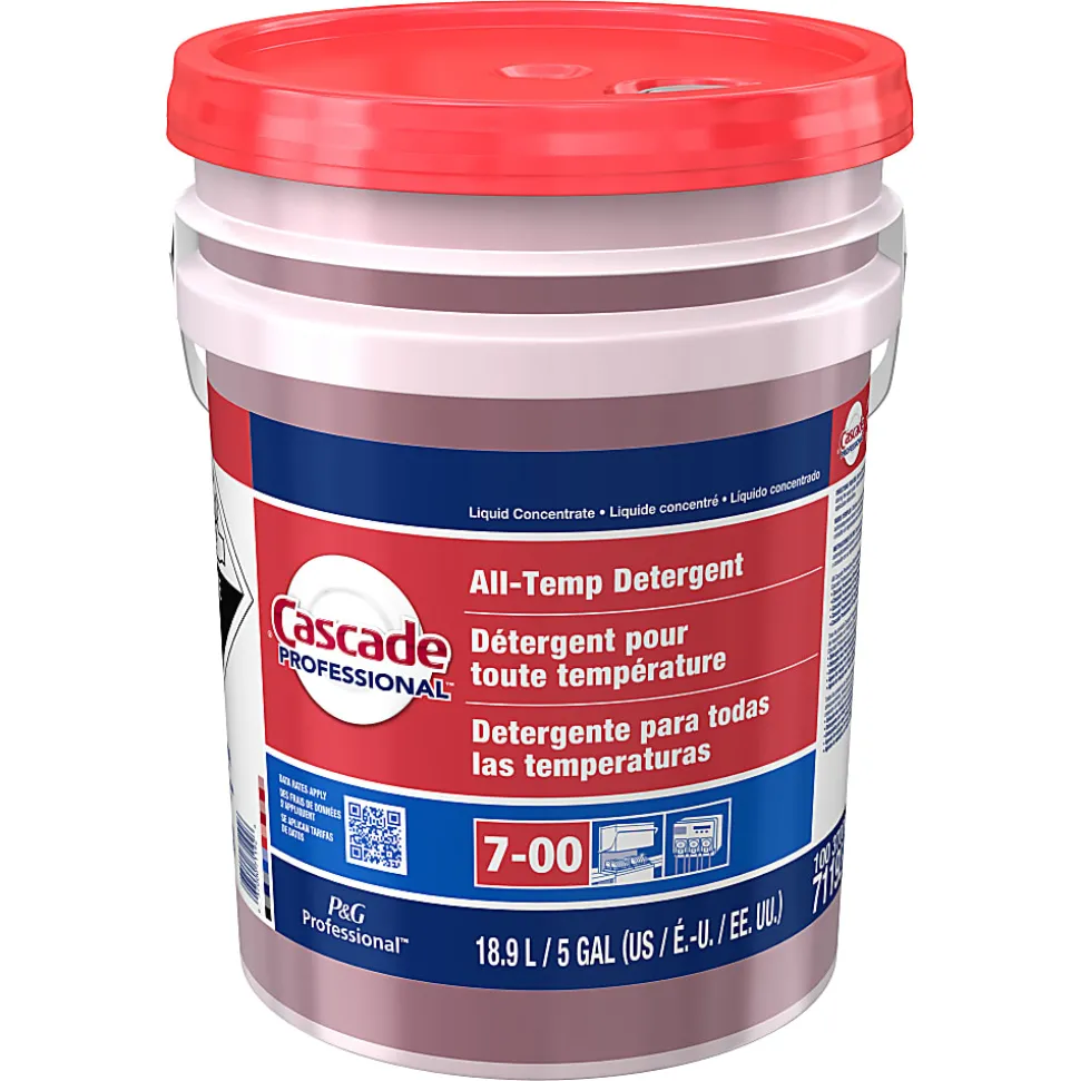 Cascade Professional All-Temperature Rinse Aid Detergent, Closed Loop, 5 Gallon, Red