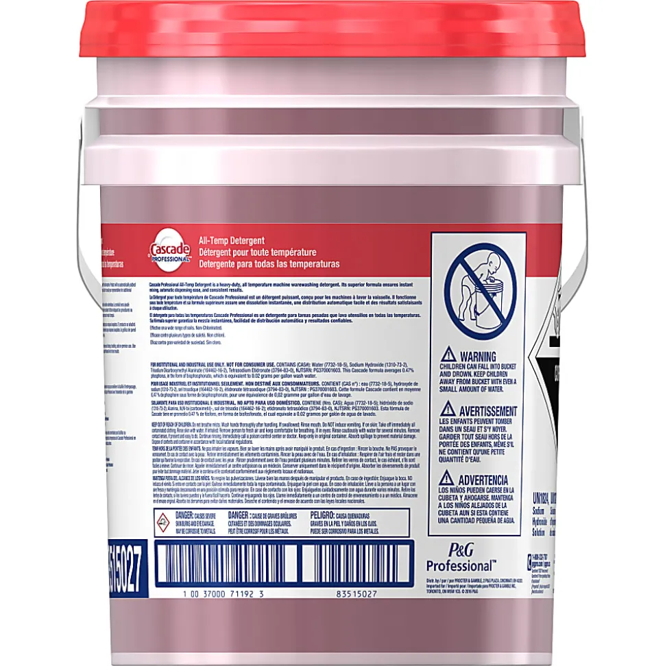 Cascade Professional All-Temperature Rinse Aid Detergent, Closed Loop, 5 Gallon, Red